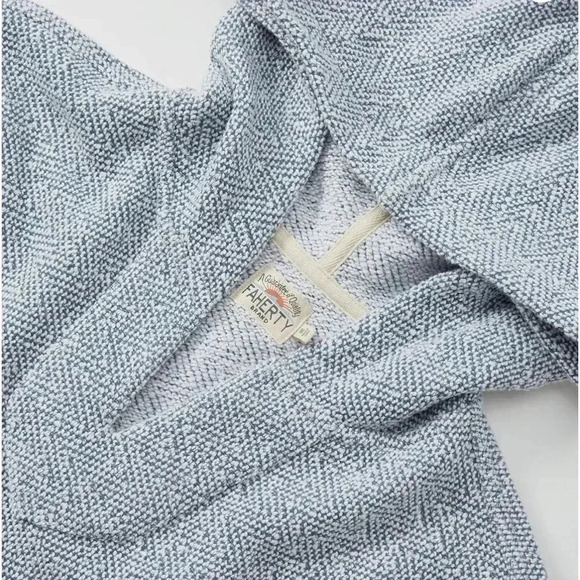 FAHERTY- Blue & White Seabrook French Terry Oversized Hoodie | Size Medium - Picture 2 of 10